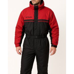 Vintage Columbia Ski Suit One Piece Snowsuit Jumpsuit Retro Black Red Mens  XL